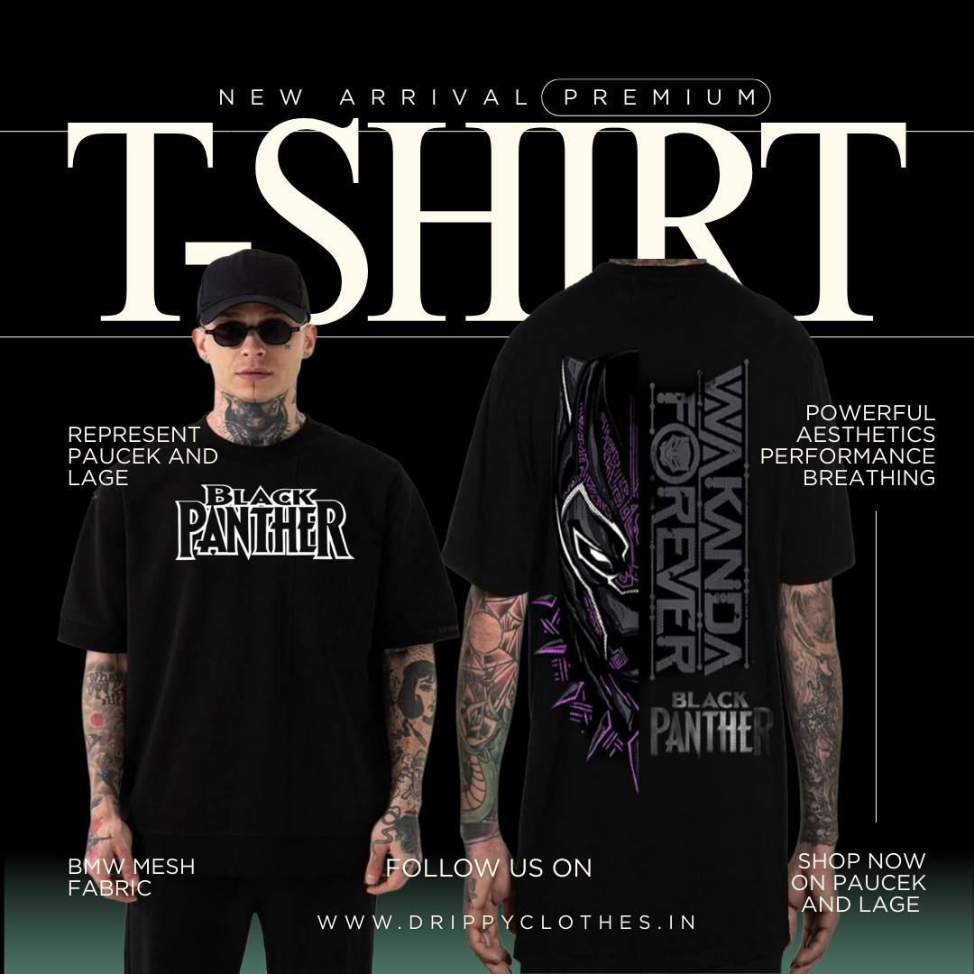 Black Panther Oversized Printed T-shirt – Streetwear Style